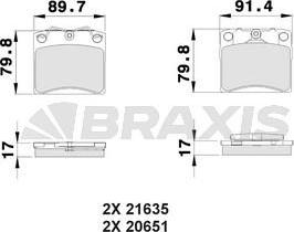 Braxis AA0152 - Bremžu uzliku kompl., Disku bremzes autodraugiem.lv