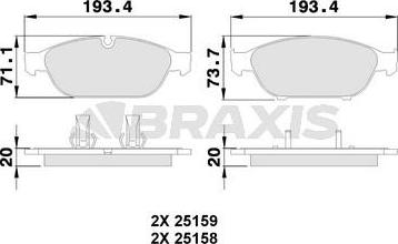 Braxis AA0393 - Bremžu uzliku kompl., Disku bremzes autodraugiem.lv