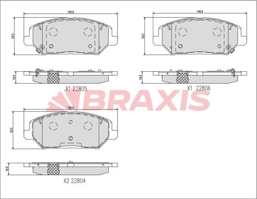 Braxis AA0749 - Bremžu uzliku kompl., Disku bremzes autodraugiem.lv