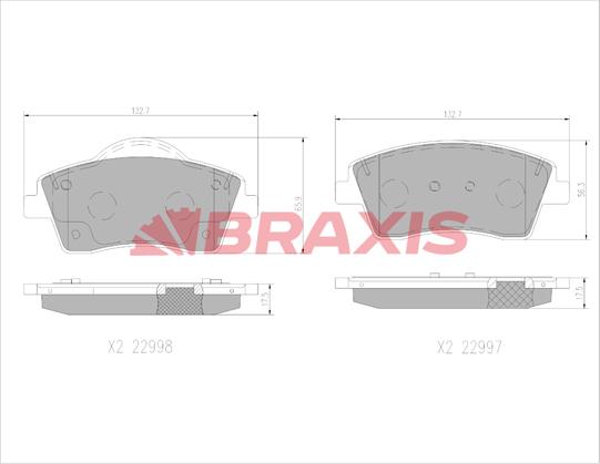 Braxis AA0769 - Bremžu uzliku kompl., Disku bremzes autodraugiem.lv