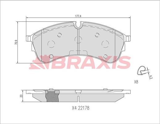 Braxis AA0720 - Bremžu uzliku kompl., Disku bremzes autodraugiem.lv