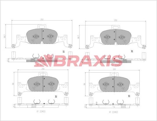 Braxis AA0773 - Bremžu uzliku kompl., Disku bremzes autodraugiem.lv