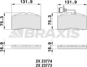 Braxis AB0480 - Bremžu uzliku kompl., Disku bremzes autodraugiem.lv