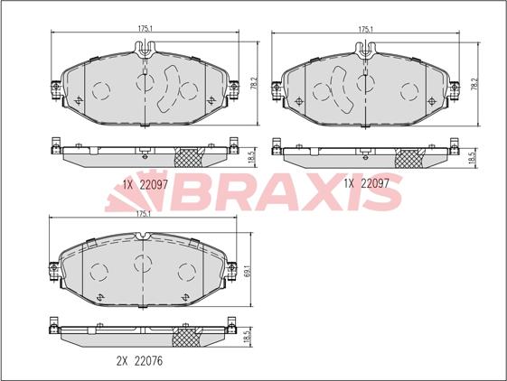 Braxis AB0638 - Bremžu uzliku kompl., Disku bremzes autodraugiem.lv