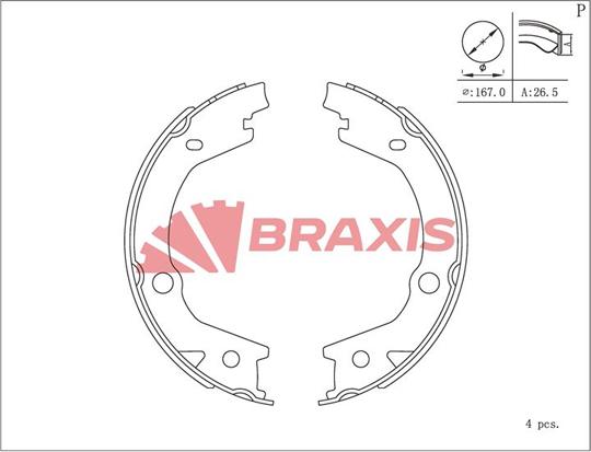 Braxis AC0128 - Bremžu loku kompl., Stāvbremze autodraugiem.lv