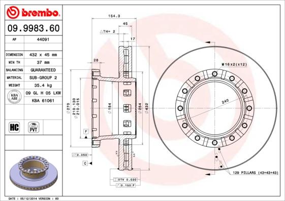 Brembo 09.9983.60 - Bremžu diski autodraugiem.lv