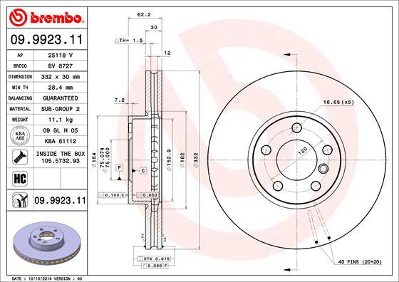 Brembo 09.9923.11 - Bremžu diski autodraugiem.lv