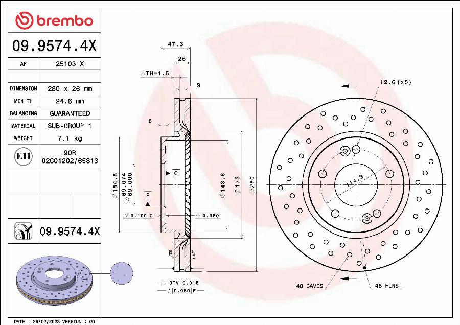 Brembo 09.9574.4X - Bremžu diski autodraugiem.lv