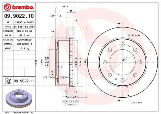 Brembo 09.9022.11 - Bremžu diski autodraugiem.lv