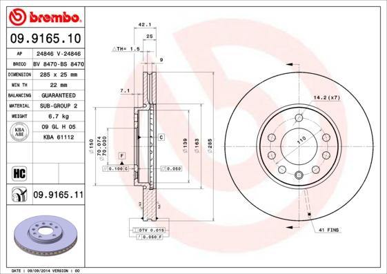 Brembo 09.9165.10 - Bremžu diski autodraugiem.lv