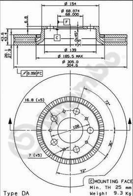 Brembo 09.9130.75 - Bremžu diski autodraugiem.lv