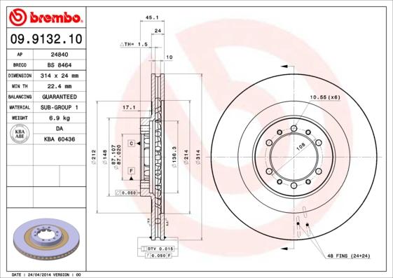 Brembo 09.9132.11 - Bremžu diski autodraugiem.lv