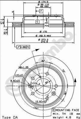 Brembo 09.9127.10 - Bremžu diski autodraugiem.lv