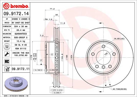 Brembo 09.9172.11 - Bremžu diski autodraugiem.lv