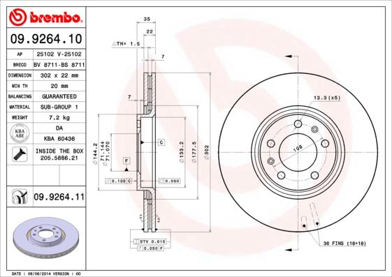 Brembo 09.9264.10 - Bremžu diski autodraugiem.lv