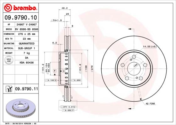 Brembo 09.9790.11 - Bremžu diski autodraugiem.lv