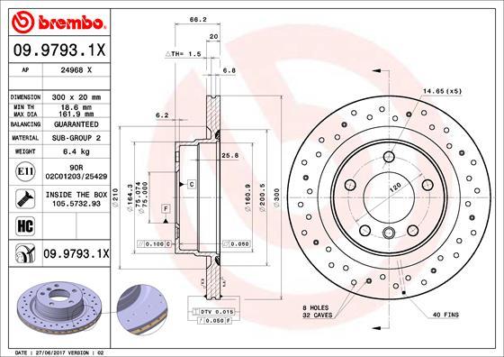 Brembo 09.9793.1X - Bremžu diski autodraugiem.lv