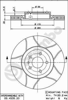 Brembo 09.4939.76 - Bremžu diski autodraugiem.lv