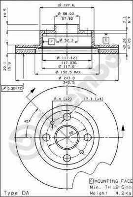 Brembo 09.4289.10 - Bremžu diski autodraugiem.lv