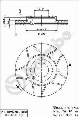 Brembo 09.4765.75 - Bremžu diski autodraugiem.lv