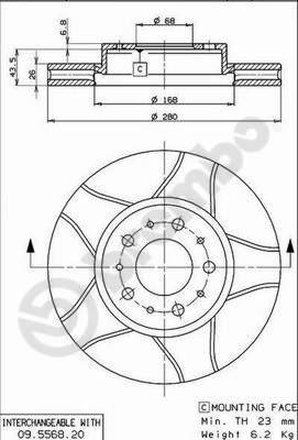 Brembo 09.5568.76 - Bremžu diski autodraugiem.lv