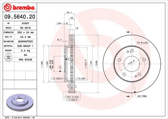 Brembo 09.5640.20 - Bremžu diski autodraugiem.lv