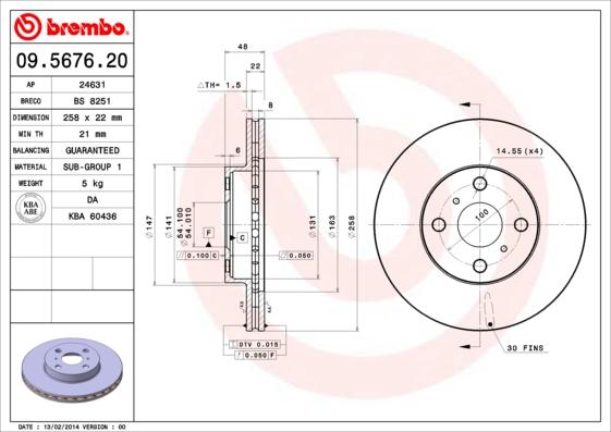 Brembo 09.5676.20 - Bremžu diski autodraugiem.lv