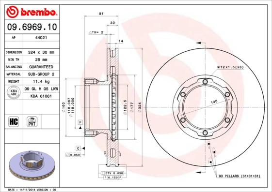 Brembo 09.6969.10 - Bremžu diski autodraugiem.lv