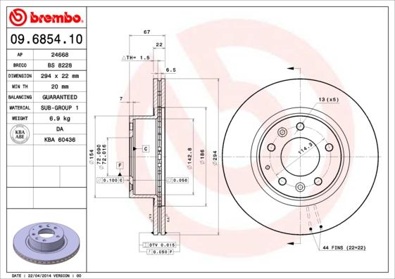 Brembo 09.6854.10 - Bremžu diski autodraugiem.lv