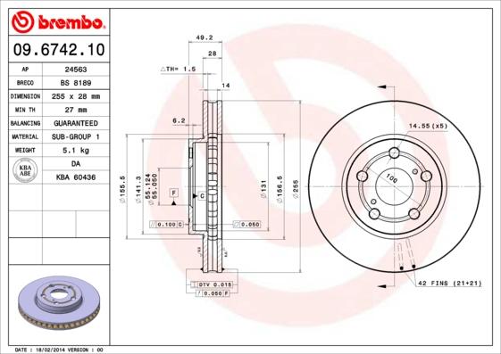 Brembo 09.6742.10 - Bremžu diski autodraugiem.lv