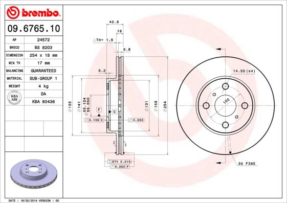 Brembo 09.6765.10 - Bremžu diski autodraugiem.lv