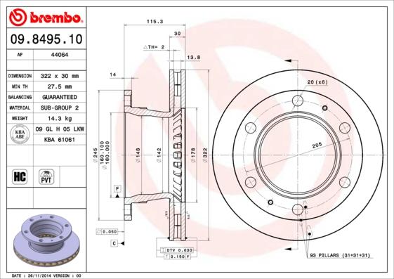 Brembo 09.8495.10 - Bremžu diski autodraugiem.lv