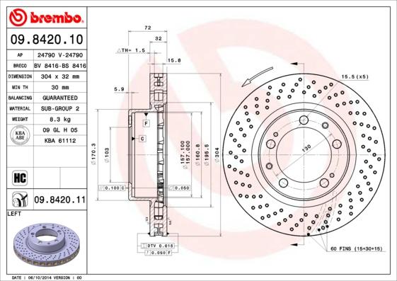 Brembo 09.8420.11 - Bremžu diski autodraugiem.lv