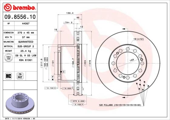 Brembo 09.8556.10 - Bremžu diski autodraugiem.lv