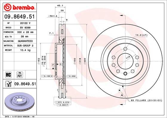 Brembo 09.8649.51 - Bremžu diski autodraugiem.lv