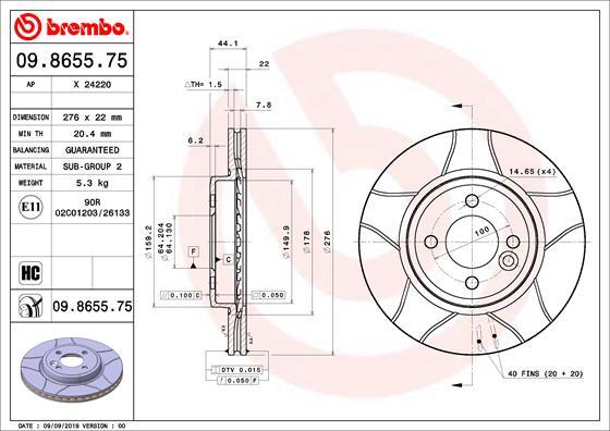 Brembo 09.8655.75 - Bremžu diski autodraugiem.lv