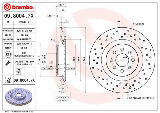 Brembo 09.8004.7X - Bremžu diski autodraugiem.lv