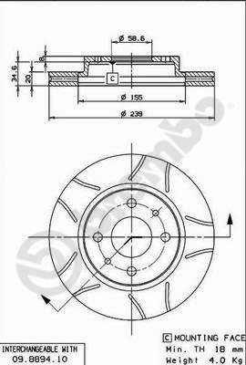 Brembo 09.8894.75 - Bremžu diski autodraugiem.lv