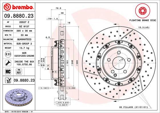 Brembo 09.8880.23 - Bremžu diski autodraugiem.lv