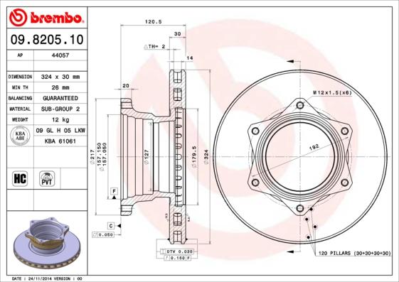 Brembo 09.8205.10 - Bremžu diski autodraugiem.lv