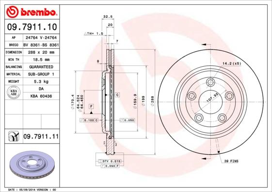 Brembo 09.7911.10 - Bremžu diski autodraugiem.lv