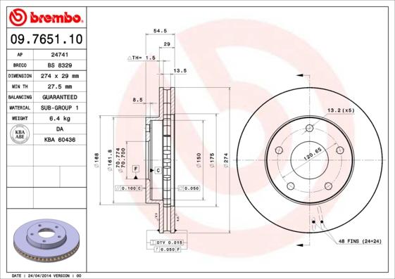 Brembo 09.7651.10 - Bremžu diski autodraugiem.lv