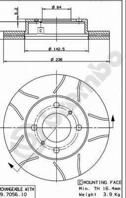 Brembo 09.7056.75 - Bremžu diski autodraugiem.lv