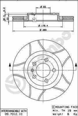 Brembo 09.7012.75 - Bremžu diski autodraugiem.lv