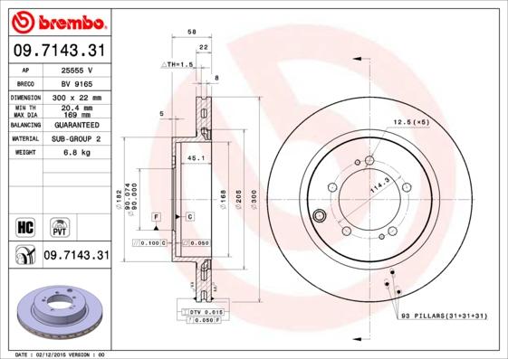 Brembo 09.7143.31 - Bremžu diski autodraugiem.lv