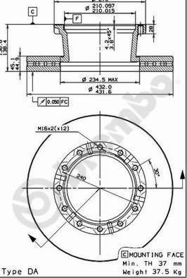 Brembo 09.7183.50 - Bremžu diski autodraugiem.lv