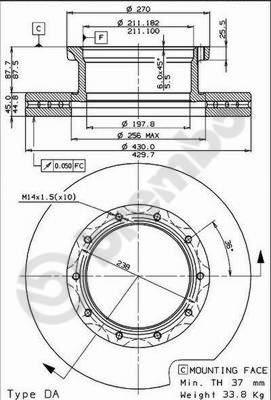 Brembo 09.7380.20 - Bremžu diski autodraugiem.lv