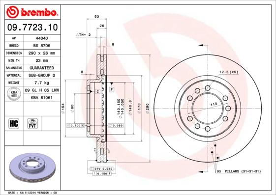 Brembo 09.7723.10 - Bremžu diski autodraugiem.lv