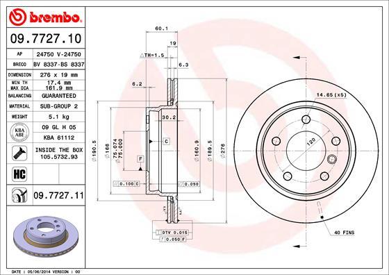 Brembo 09.7727.10 - Bremžu diski autodraugiem.lv