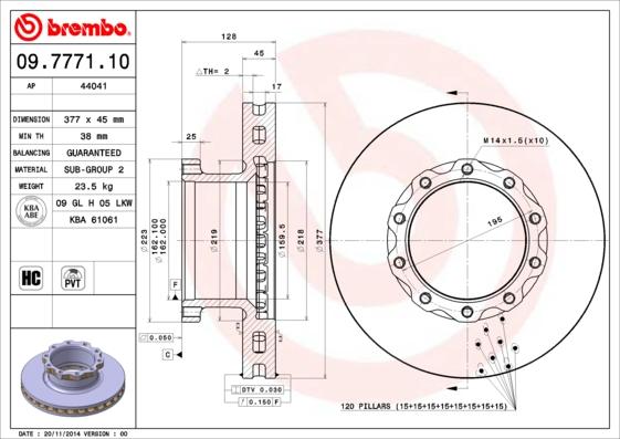 Brembo 09.7771.10 - Bremžu diski autodraugiem.lv